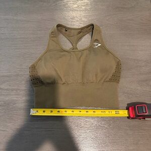 Gymshark Energy Seamless Cropped Sports Bra in Olive Green